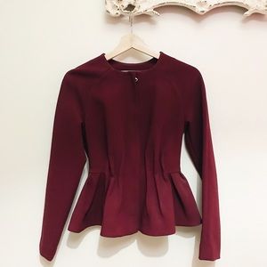 H&M Peplum Ox Blood Jacket